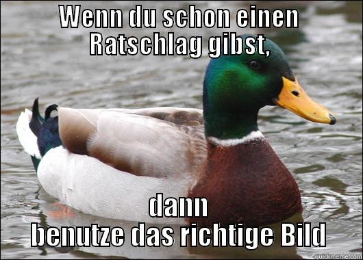 WENN DU SCHON EINEN RATSCHLAG GIBST, DANN BENUTZE DAS RICHTIGE BILD Actual Advice Mallard