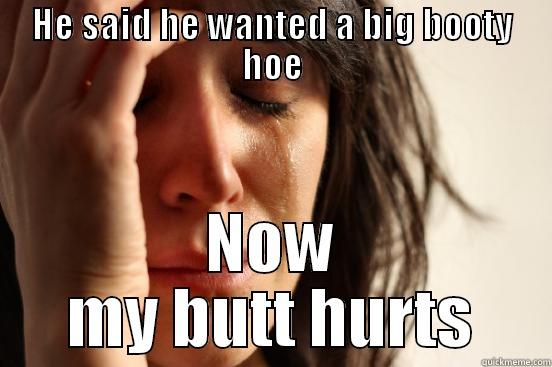 HE SAID HE WANTED A BIG BOOTY HOE NOW MY BUTT HURTS First World Problems