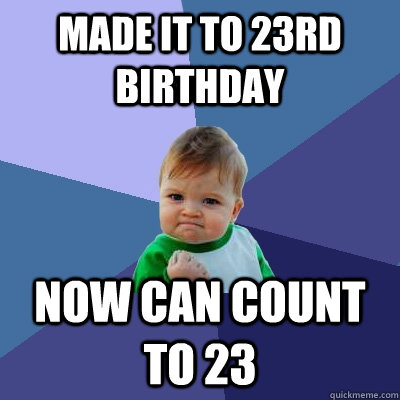 Made it to 23rd birthday Now can count to 23 - Made it to 23rd birthday Now can count to 23  Success Kid