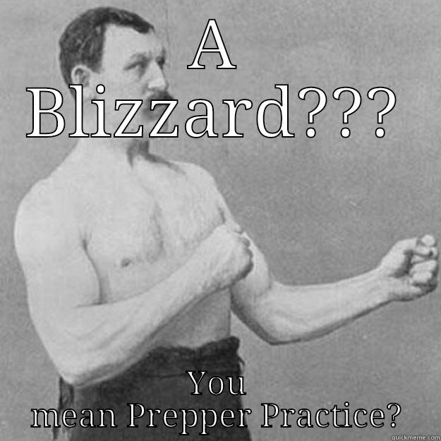 A BLIZZARD??? YOU MEAN PREPPER PRACTICE? overly manly man