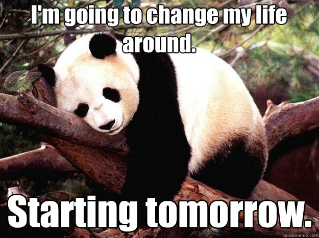 I'm going to change my life around. Starting tomorrow.  Procrastination Panda