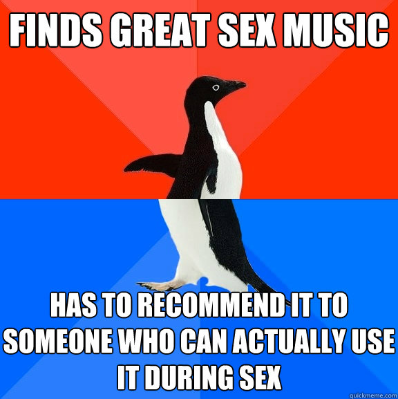 finds great sex music has to recommend it to someone who can actually use it during sex  Socially Awesome Awkward Penguin