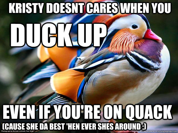 Kristy doesnt cares when you Duck up Even if you're on quack (Cause she da best 'hen ever shes around ;) - Kristy doesnt cares when you Duck up Even if you're on quack (Cause she da best 'hen ever shes around ;)  Mandarin Duck