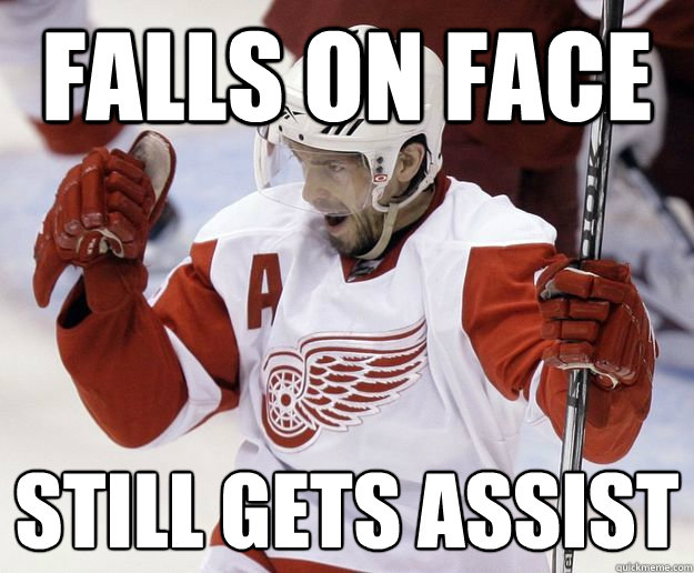 Falls on face still gets assist - Falls on face still gets assist  good guy datsyuk