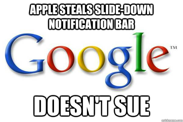 Apple steals slide-down notification bar doesn't sue  