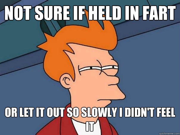 Not sure if held in fart or let it out so slowly i didn't feel it  Futurama Fry