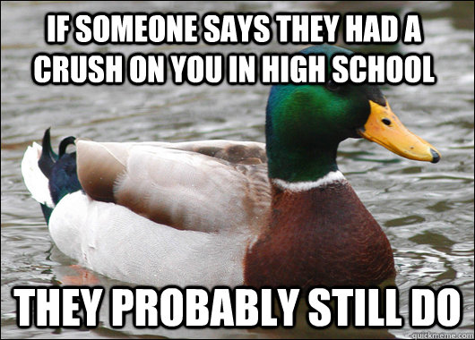 If someone says they had a crush on you in high school they probably still do  Actual Advice Mallard