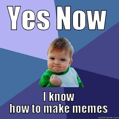 YES NOW I KNOW HOW TO MAKE MEMES Success Kid