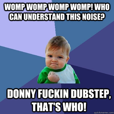 Womp womp womp womp! Who can understand this noise? Donny Fuckin Dubstep, that's who!  Success Kid