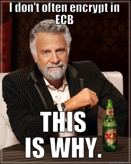 I DON'T OFTEN ENCRYPT IN ECB THIS IS WHY. The Most Interesting Man In The World