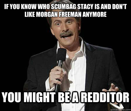 If you know who scumbag stacy is and don't like morgan freeman anymore you might be a redditor  Foxworthy Redditor