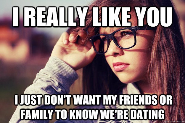 I really like you  i just don't want my friends or family to know we're dating  Rebound Girlfriend