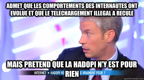 admet que les comportements des internautes ont evolue et que le telechargement illegal a recule mais pretend que la HADOPI n'y est pour rien - admet que les comportements des internautes ont evolue et que le telechargement illegal a recule mais pretend que la HADOPI n'y est pour rien  Misc