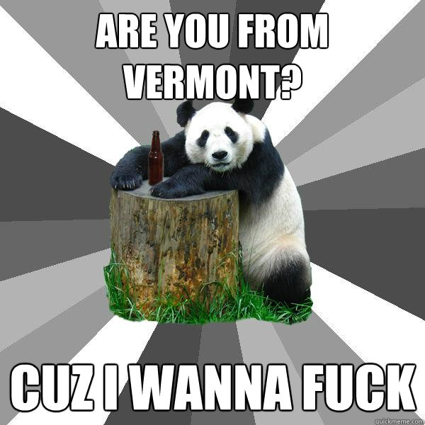 Are you from Vermont? Cuz i wanna fuck  Pickup-Line Panda