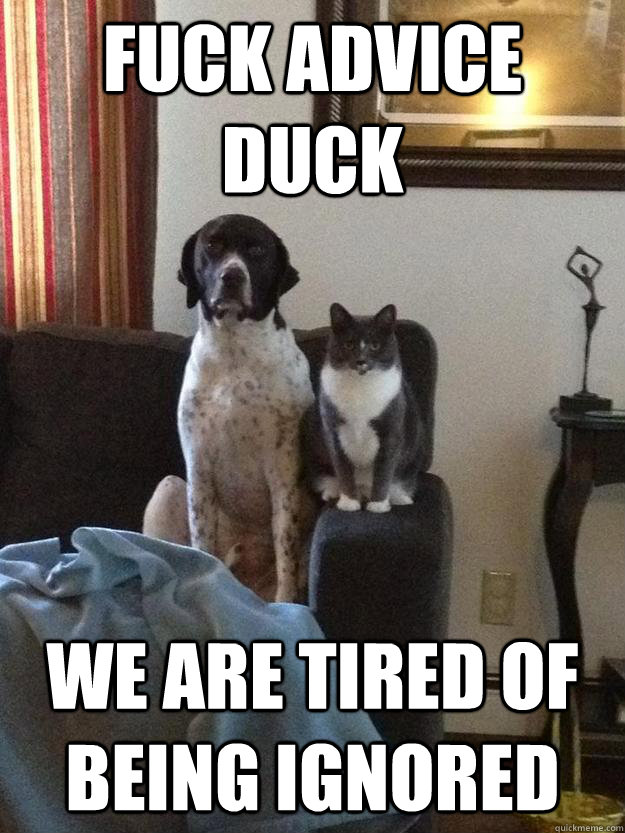 Fuck advice duck we are tired of being ignored  The Odd Couple