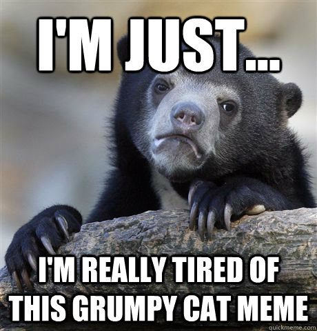 I'm just... I'm really tired of this grumpy cat meme  Confession Bear