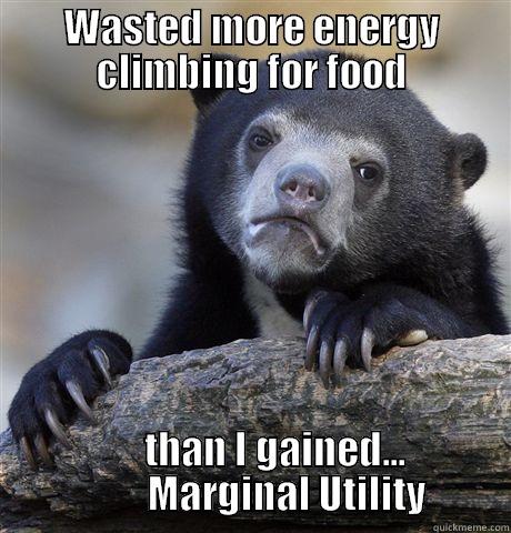 WASTED MORE ENERGY CLIMBING FOR FOOD       THAN I GAINED...          MARGINAL UTILITY Confession Bear