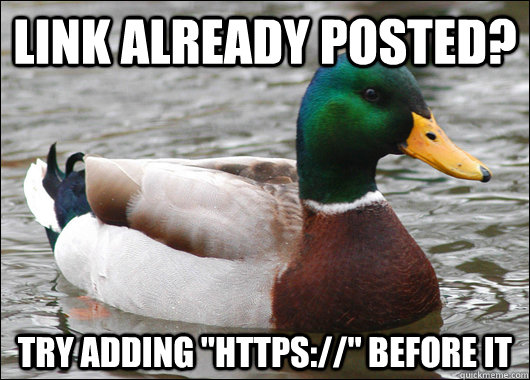 Link already posted? try adding 