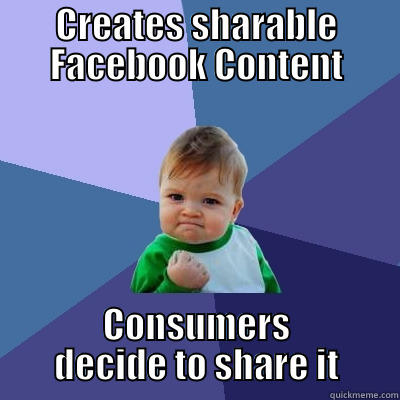 CREATES SHARABLE FACEBOOK CONTENT CONSUMERS DECIDE TO SHARE IT Success Kid