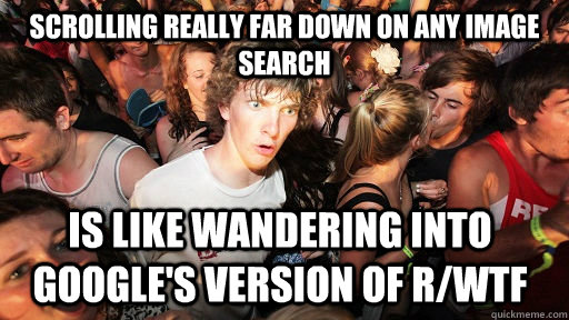 Scrolling really far down on any image search is like wandering into google's version of r/WTF  Sudden Clarity Clarence