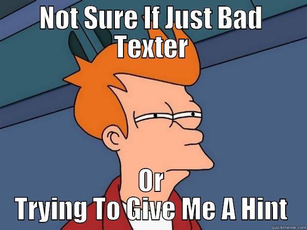 Slow Texter - NOT SURE IF JUST BAD TEXTER OR TRYING TO GIVE ME A HINT Futurama Fry