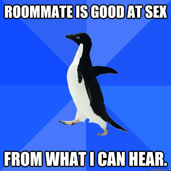 Roommate is good at sex from what I can hear. - Roommate is good at sex from what I can hear.  Socially Awkward Penguin
