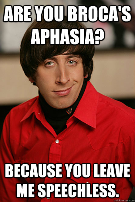 Are you Broca's Aphasia? Because you leave me speechless. - Are you Broca's Aphasia? Because you leave me speechless.  Pickup Line Scientist