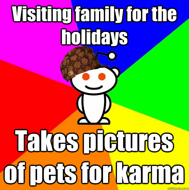 Visiting family for the holidays Takes pictures of pets for karma  Scumbag Redditor