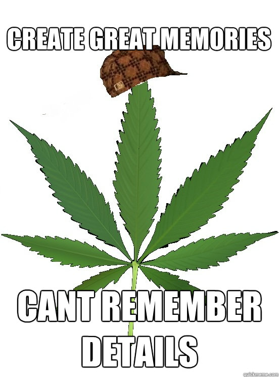 Create great memories cant remember details - Create great memories cant remember details  Scumbag cannabis