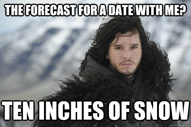 the forecast for a date with me? Ten Inches of Snow  Jon Snow