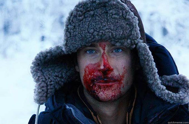    Bear Grylls blood face