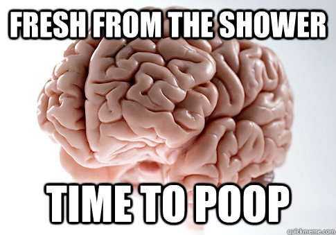 Fresh from the shower Time to Poop  Scumbag Brain