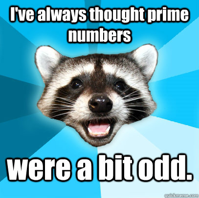 I've always thought prime numbers were a bit odd.  Lame Pun Coon