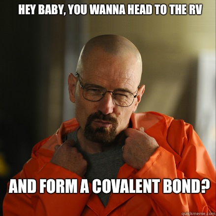 Hey baby, you wanna head to the RV and form a covalent bond? - Hey baby, you wanna head to the RV and form a covalent bond?  Sexy Walter White