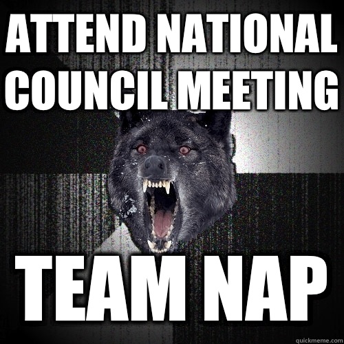 Attend National Council Meeting Team Nap  Insanity Wolf