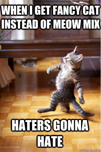 When I get Fancy Cat instead of Meow Mix HATERS GONNA HATE  Pimp Strut Cat