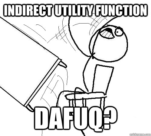 Indirect Utility Function Dafuq?  Flip A Table