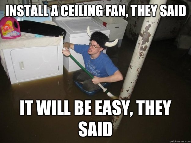 Install a ceiling fan, they said It will be easy, they said  Do the laundry they said