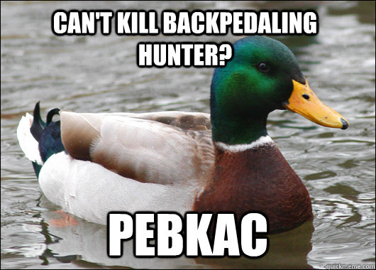 Can't kill backpedaling hunter? PEBKAC  Actual Advice Mallard