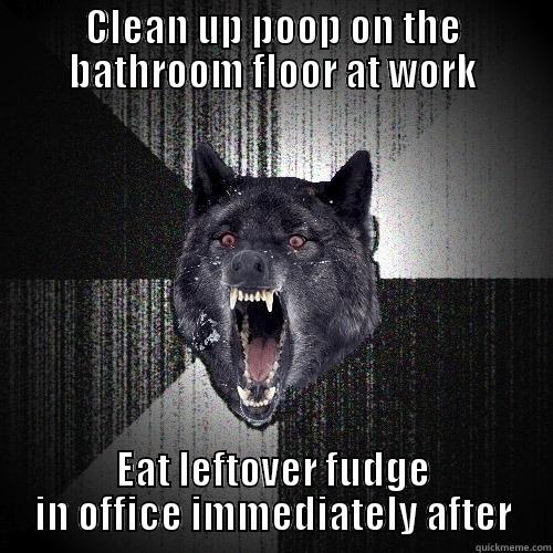CLEAN UP POOP ON THE BATHROOM FLOOR AT WORK EAT LEFTOVER FUDGE IN OFFICE IMMEDIATELY AFTER Insanity Wolf