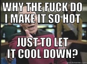WHY THE FUCK DO I MAKE IT SO HOT JUST TO LET IT COOL DOWN? Annoyed Picard