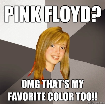 Pink Floyd?  omg that's my favorite color too!!  Musically Oblivious 8th Grader