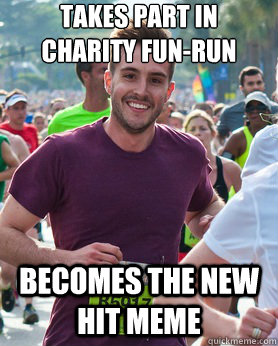 takes part in charity fun-run becomes the new hit meme  Ridiculously photogenic guy