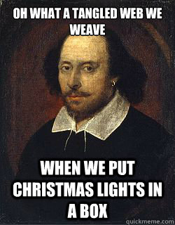 Oh what a tangled web we weave when we put christmas lights in a box - Oh what a tangled web we weave when we put christmas lights in a box  Shakespeare Twin