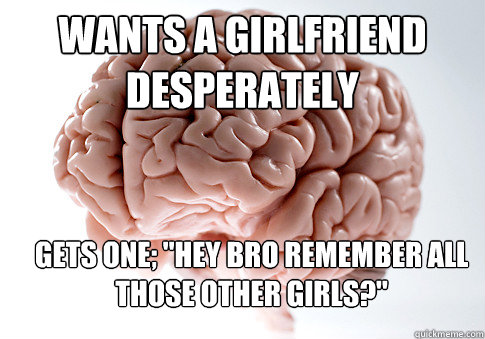 Wants a girlfriend desperately   Gets one; 