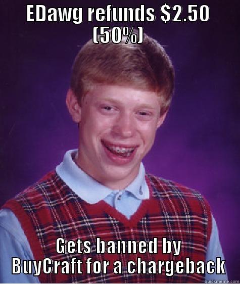 EDAWG REFUNDS $2.50 (50%) GETS BANNED BY BUYCRAFT FOR A CHARGEBACK Bad Luck Brian