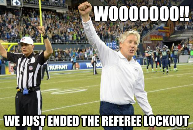 WOOOOOOO!! we just ended the referee lockout  carrol