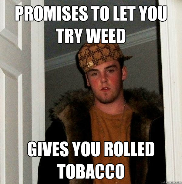 Promises to let you try weed Gives you rolled tobacco  Scumbag Steve