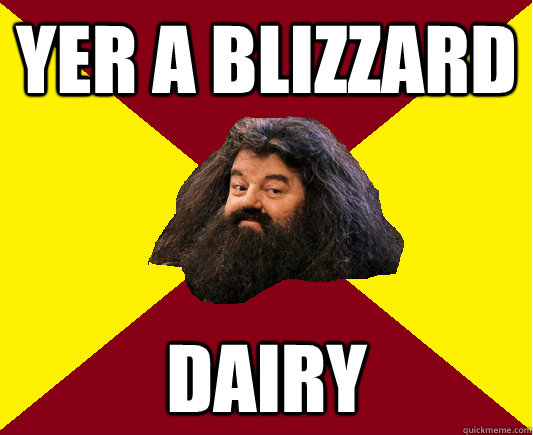 Yer a blizzard dairy  Happy Hagrid