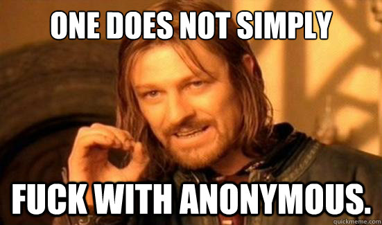One Does Not Simply Fuck with Anonymous.  Boromir